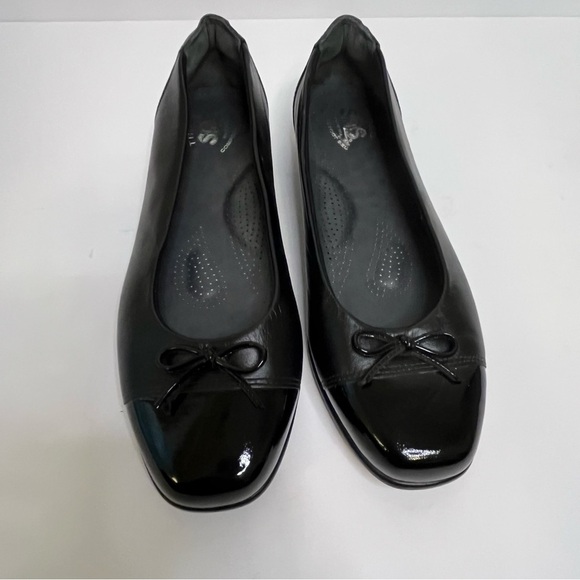 SAS Coco Tripad Comfort Women's Black Leather Patent Bow Slip On Flats Size 8 W - Picture 1 of 15